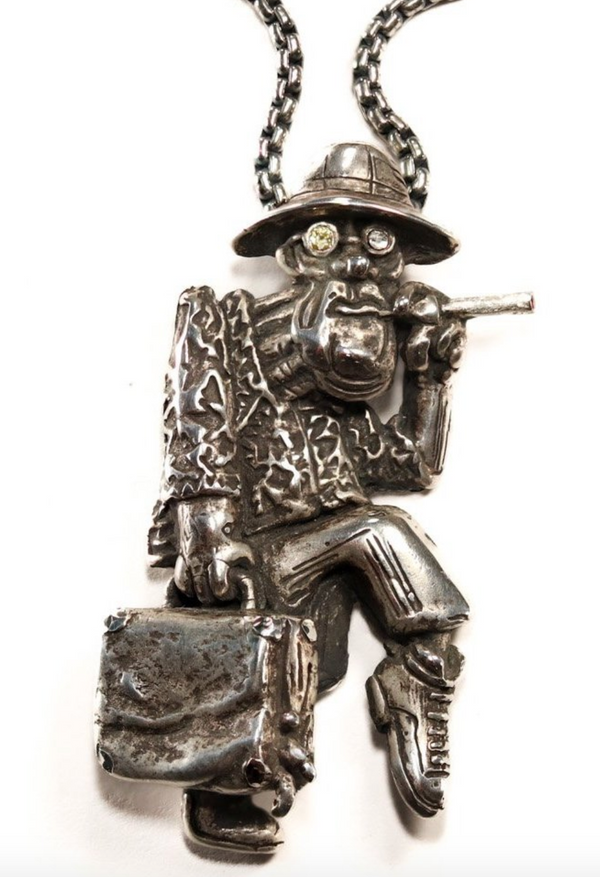 "Vintage Dr Gonzo" Large SIlver Pendant
