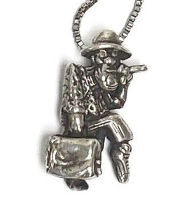 Small Vintage Dr. Gonzo Pendant. Silver // Rhodium Plated Chain